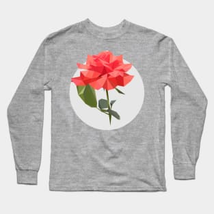 Pink Rose Polygonal Floral Print Long Sleeve T-Shirt